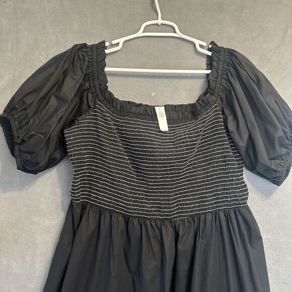 NWT Old Navy Midi Dress Smocked Puff Sleeve Off Shoulder Plus Size 3X Black - Picture 3 of 9
